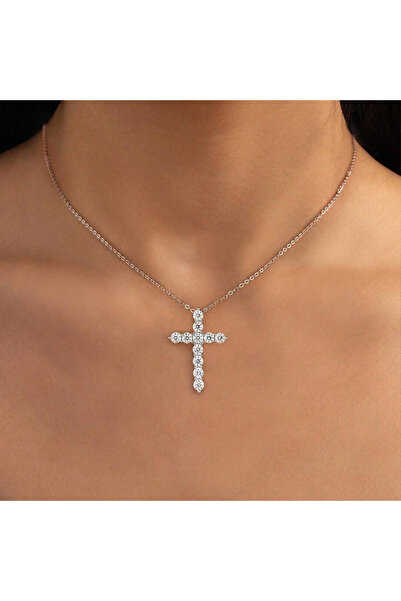 OEM Colier cruce cu diamante Moissanite