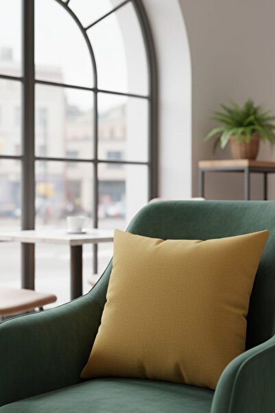 Soyoe غطاء وسادة احترافي مزخرف بلون أصفر خردلي سادة يمكن صنعه من البانش، غطاء...