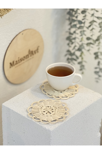 Maison Avf Set of 2 Rattan Coasters Handmade