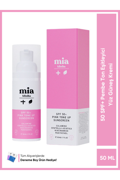 mia klinika Spf 50+ Pink Tone Up Ton Eşitleyici Pembe Yüz Güneş Kremi