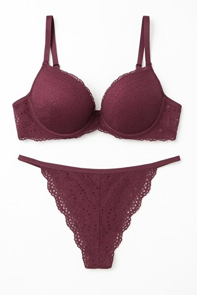 DE JUMO Women's Push up Top Bottom Bra Set