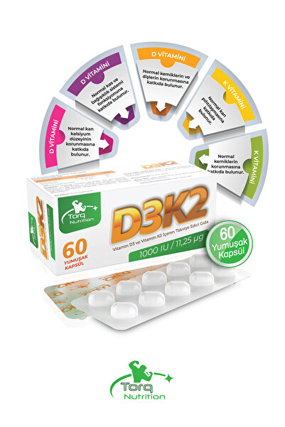 Torq Nutrition D3K2 (1000 IU / 11,25 mcg) - 60 Yumuşak Kapsül