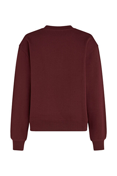 Tommy Hilfiger Burgundy Sweatshirt - Women'S, Crew Neck, Big Brand Logo Ww0Ww42891-Vlp