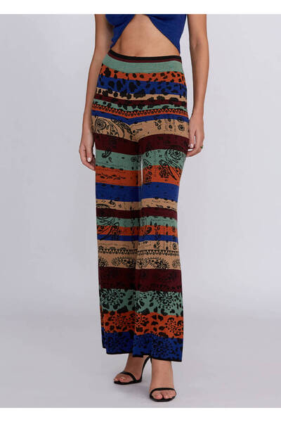 Knitss Desenli Merino Yün Karışımlı Triko Pantolon