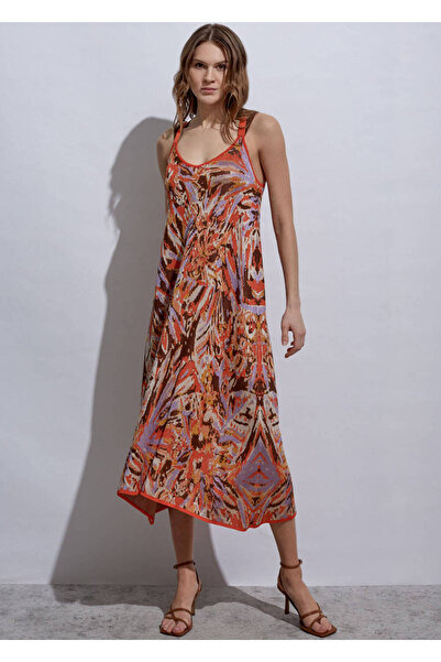 Knitss Çapraz Askılı Jakar Desen Triko Elbise