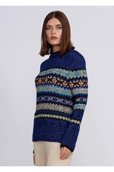 Knitss Tricotaj albastru cu model de iarnă