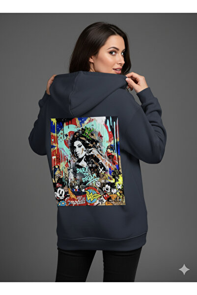 By Caspita Fashion Hanorac oversize unisex cu imprimeu pe spate Lenithra Dare...