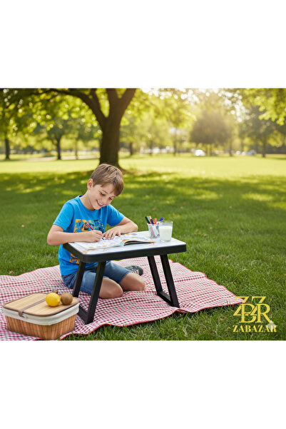 zabazar 2 ADET Katlanır Sehpa Kamp ve Piknik Masası 40x50 h38 Sert Plastik T1