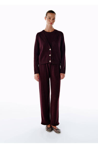 Knitss Kaşmir Triko Hırka Mor