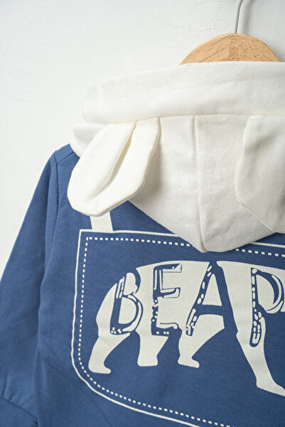 Pırlanta baby Çocuk Takımı Erkek Kulaklı Kapüşonlu Ayı Desenli Pamuklu 2 Parça