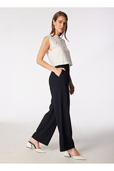 People By Fabrika Yüksek Bel Normal Lacivert Kadın Pantolon SPBF4SL-PNT5040