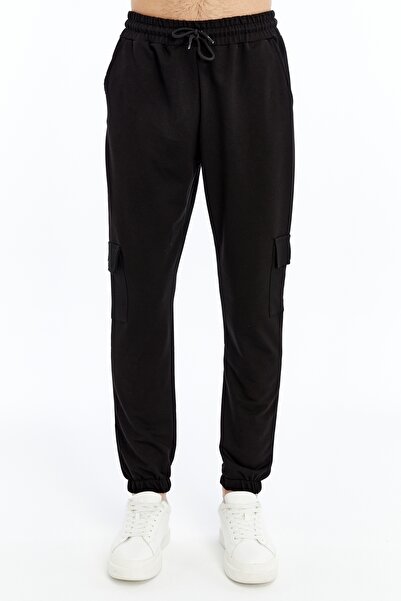 AXXEL Pantaloni de sport pentru bărbați, negri, cu buzunare, pantaloni de spo...