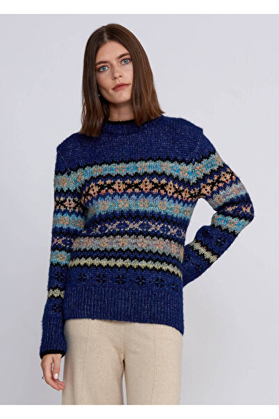 Knitss Tricotaj albastru cu model de iarnă