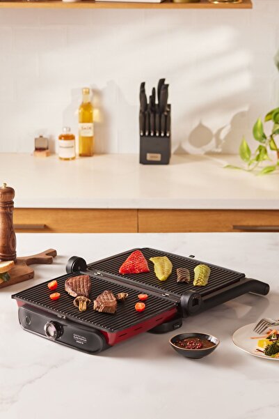 Karaca Gastro Grill Glass Premium 2400w Tost Ve Izgara Makinesi Kırmızı