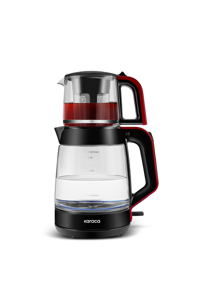 Karaca Glass Tea XL 2 in 1 Cam Çay Makinesi Koyu Kırmızı