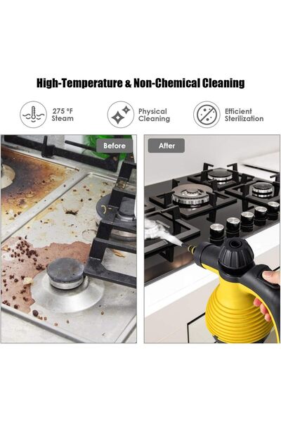 fulina Handheld Pressurized Steam Cleaner, Multi-function Steamer, Steam Iron, 1050W, with Attachments (Yel