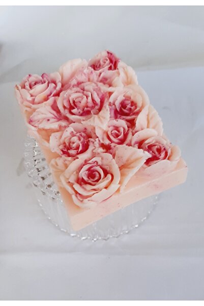 ArtINA esmaraldchic Sapun lux Pleasure decorat, trandafiri pictati manual, ulei esential de portocale dulci, handmade