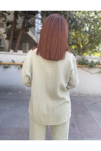 DenizEge Muslin Collar Shirt Green