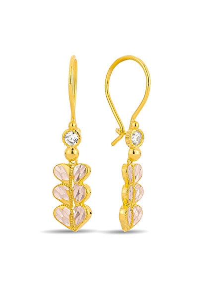 Çgk Çiğdem Gürel Kuyumculuk Ajda Kalp Model Sallantılı Altın Küpe