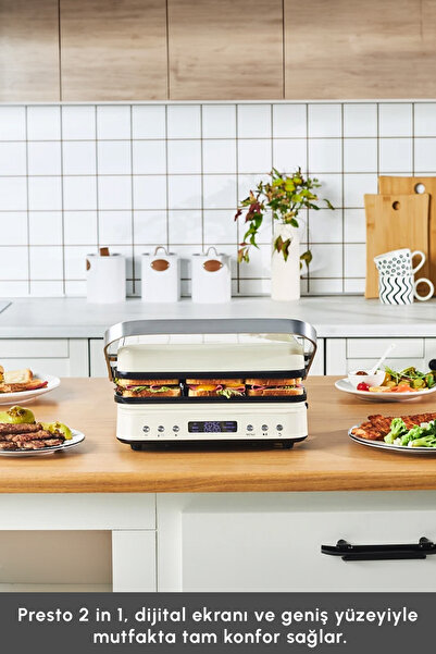 Karaca Presto 2 in 1 Digital 2009 Izgara Ve Tost Makinesi 6 Dilim 2000W