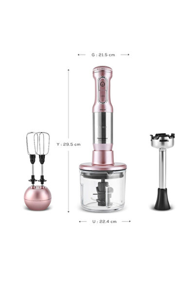Karaca Mastermaid Prosteel 1000W Blender Set Cam Hazneli Rosegold