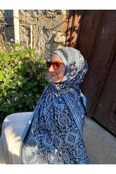 de LUNA Leyal Desen Soft Şal - Siyah Buz Mavi