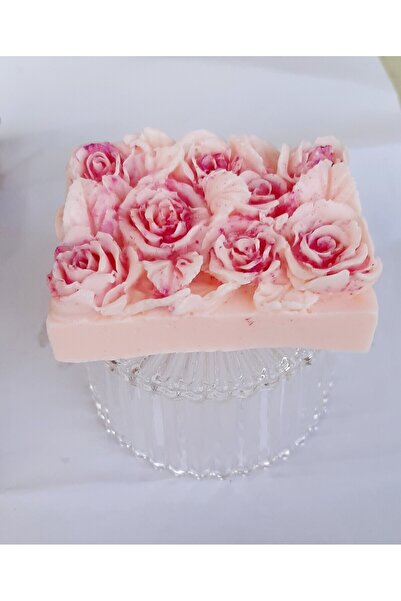 ArtINA esmaraldchic Sapun lux Pleasure decorat, trandafiri pictati manual, ulei esential de portocale dulci, handmade