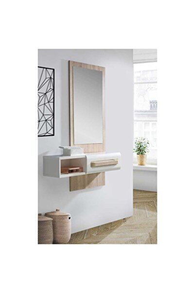 Homelux Oglindă de machiaj cu sertar, 89,8x25,8x178 cm, culoare stejar Sonoma/alb, MDF