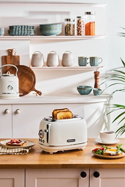 Karaca Vintage Craft 2 Slice Capacity Toaster Cream