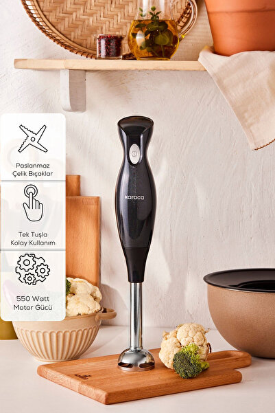 Karaca خلاط يدوي أسود لامع