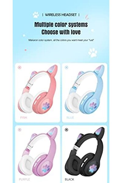 Zen Store سماعة رأس لاسلكية أرجوانية للبنات، بلوتوث 5.0، مع صوت جهير عالي الدقة