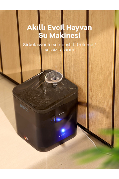 Whirtz WR-PT-1005 Akıllı Su Kabı, Su Pınarı, Su Çeşmesi - 2,2 Litre - Uygulam...