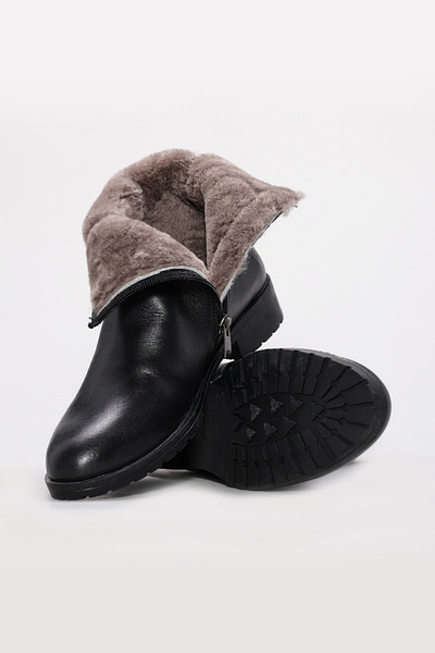 FAST STEP Hakiki Deri Kürklü Kadın Kalın Taban Bot 257KZA630