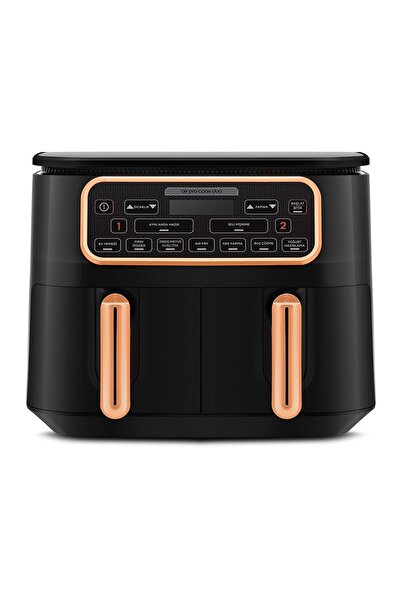 Karaca Air Pro Cook Duo Ev Yemeği XXXL 4+4 Litre Airfryer Black Cooper 8 Kişilik
