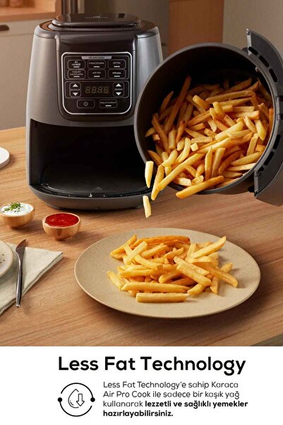 Karaca Air Pro Cook 3 In 1 Xl Ev Yemeği, Közleme, Sulu Yemek Tencereli Airfryer Fritöz Space Gray 4 Kişilik