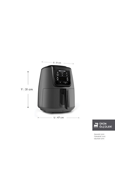 Karaca Air Pro Cook 3 In 1 Xl Ev Yemeği, Közleme, Sulu Yemek Tencereli Airfryer Fritöz Space Gray 4 Kişilik