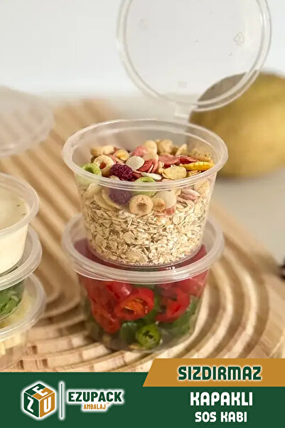 Ezupack 25 Adet Sızdırmaz 120 ml Mini Saklama Kabı Sosluk Buzluk Kabı, Et Suyu, Kemik Suyu, Sos Kabı Mutfak