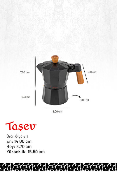 Taşev Bambum Garen Moka Pot 3 Fincan Siyah
