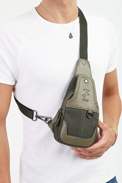 en deri Haki Канава Регульована сумка через плече з хрестоподібними ременями 7044