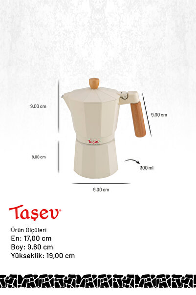 Taşev Bambum Garen Moka Pot 6 Fincan Bej
