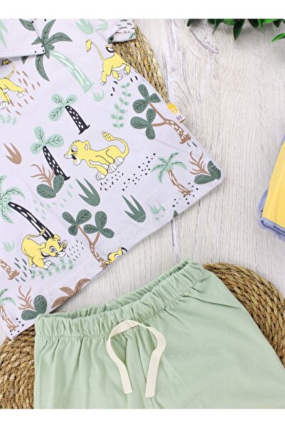 EYMİRGİYİM Forest Patterned Baby Boy Summer Short Sleeve Shorts Suit 6 Months, 9 Months, 12 Months, 18 Months