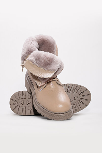 FAST STEP Γυναικείες μπότες από γνήσιο δέρμα με χοντρή σόλα και γούνα - 257KZA621