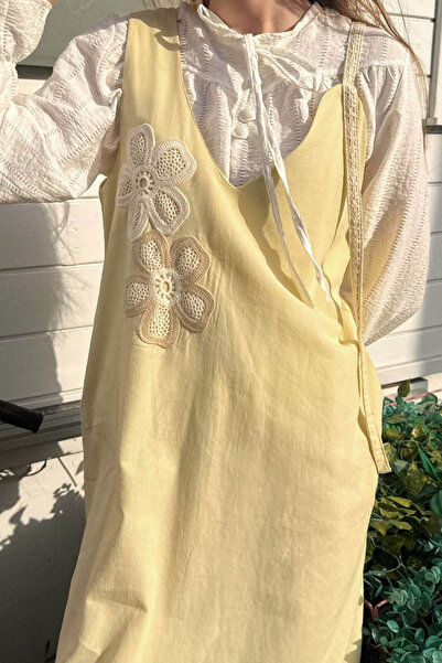 ZÜLAYS Çiçek Dantelli Jile Tereyağı Sarısı