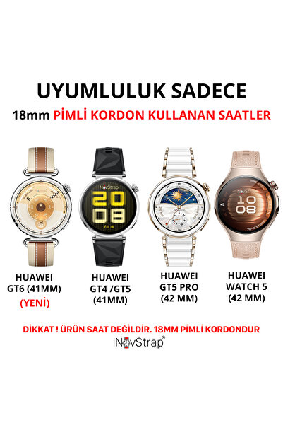 NovStrap Huawei Watch Gt6 41mm Gt4 41mm Gt5 41mm ile Uyumlu Kordon (18mm Pimli) Mıknatıslı Metal Hasır Kayış