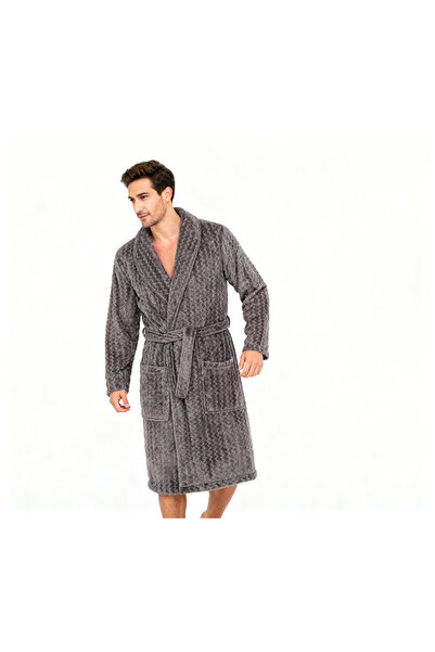 MEYHOME Чоловічий халат Wellsoft Salyaka Зигзагоподібний візерунок Антрацит