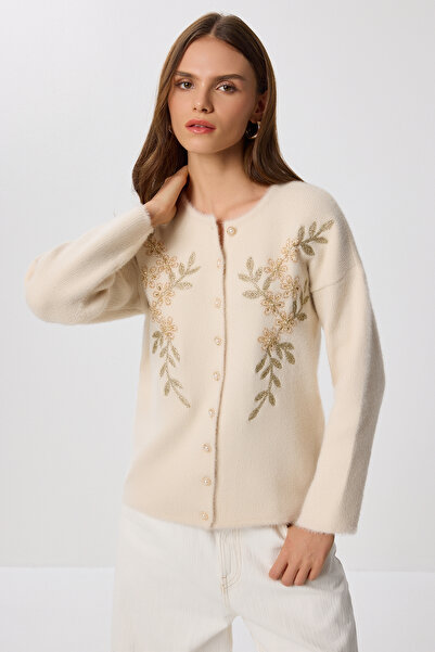 Lovelyİstanbul Korálkově vyšívaný pletený kardigan na knoflíky LİY0005 KEMİN