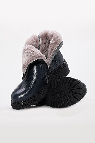 FAST STEP Hakiki Deri Kürklü Kadın Kalın Taban Bot 257KZA623