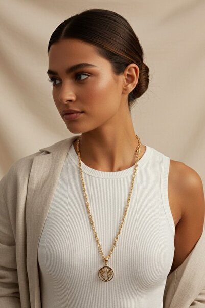 Genel Markalar Kalın Zincirli Melek Kanadı Gold Kolye