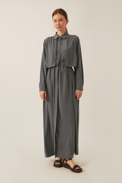 ZÜLAYS Medine İpeği Elbise Antrasit