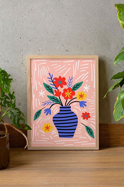 Evinemoda Crtanje cveća, jednodijelna slika u pravom drvenom okviru